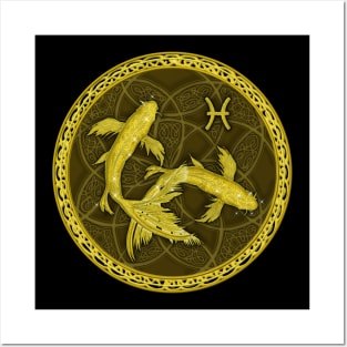 Zodiac Pisces Brown Posters and Art